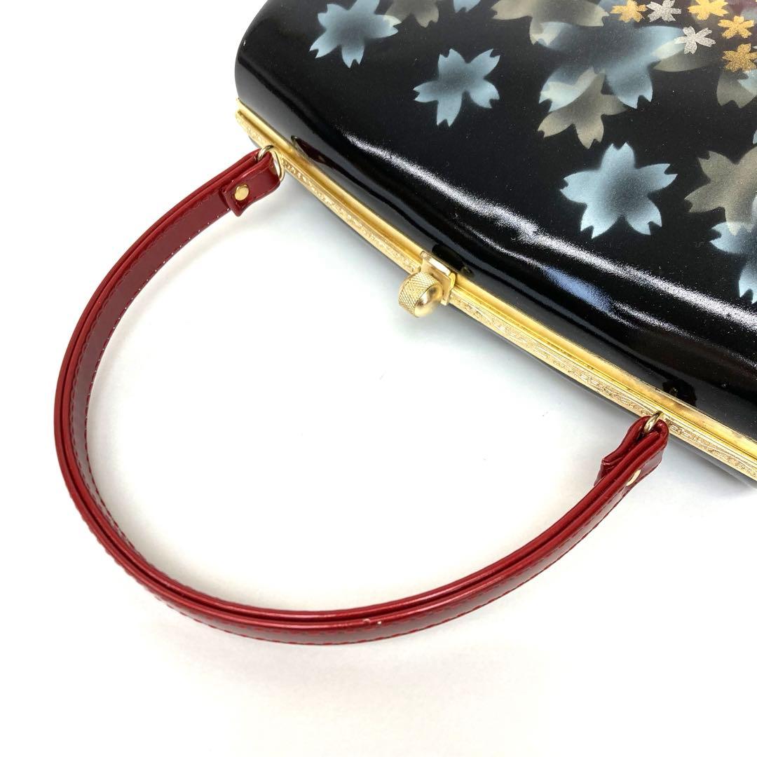 【着物と帯 時流】L25342s◇訳あり振袖用 草履バッグ◇ 黒×赤桜 未使用品
