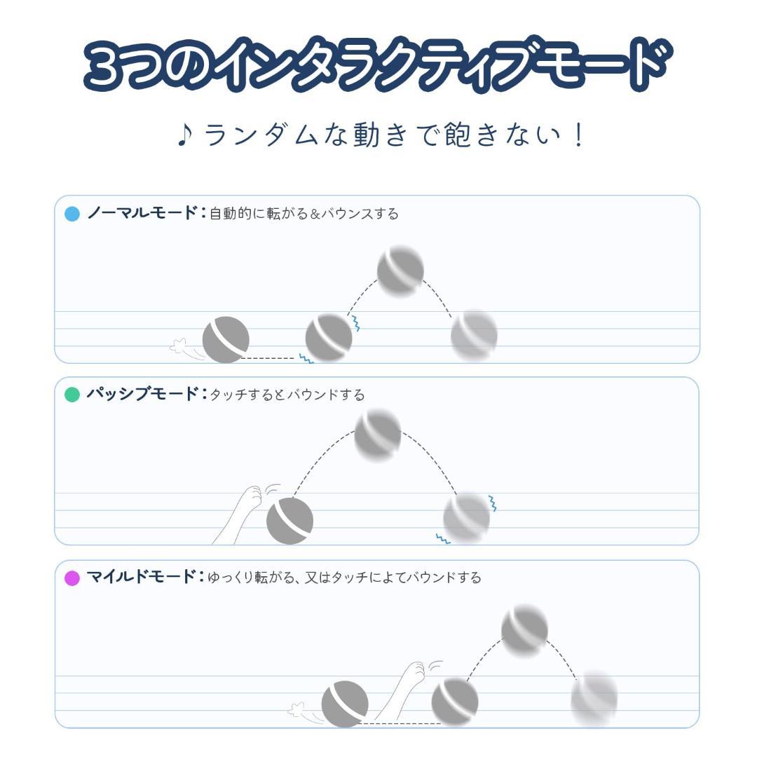 猫おもちゃ 自動 転がり振れバウンド3モード ボール