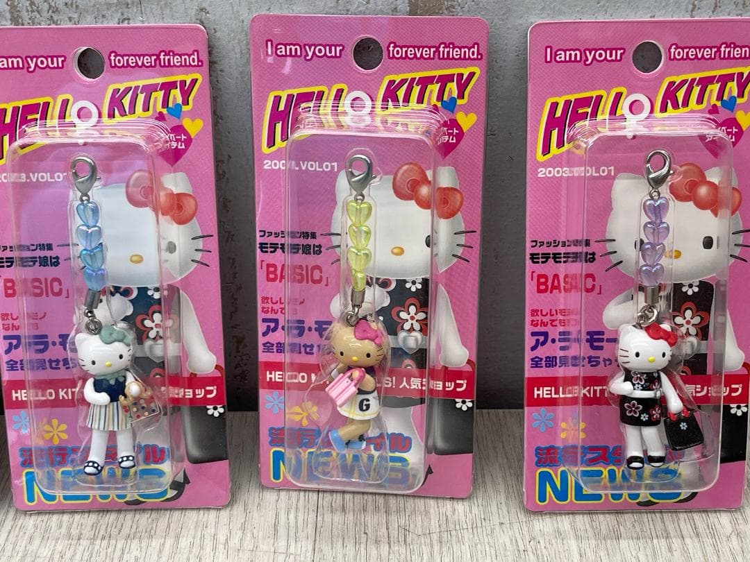 ハローキティ 2003年 ラインストーンストラップ 5種 他 コンプリートセット
