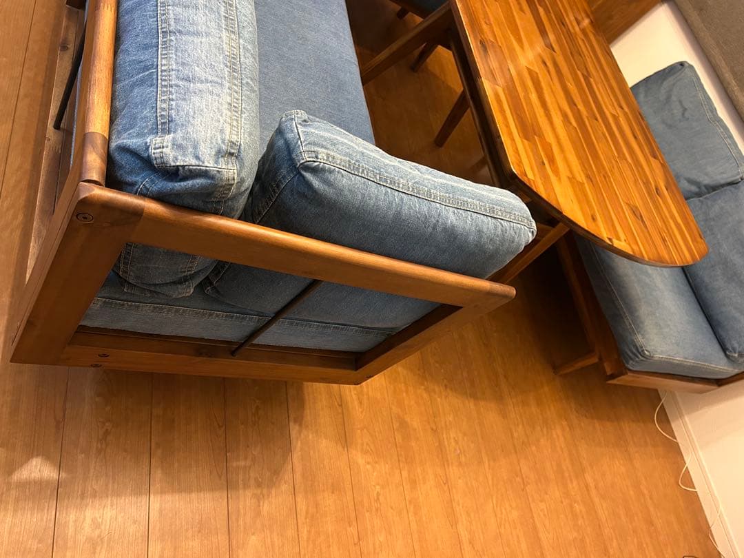 unico SWELLA ダイニングテーブル ソファ オットマン4点セット