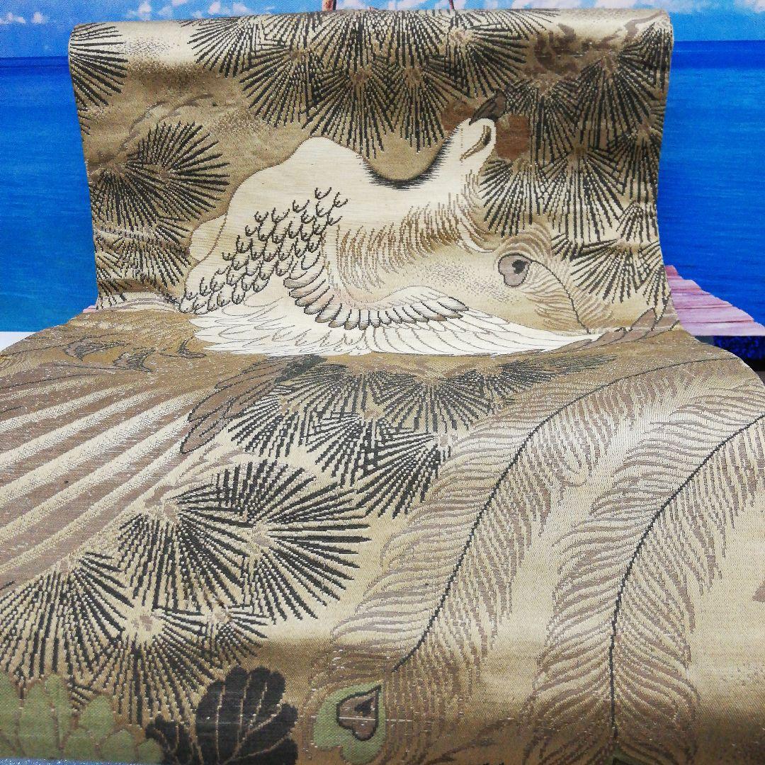 海外コレクター向け戦前後旧家蔵出時代鳳凰図柄長さ３、６Ｍ横幅３１㌢着物帯当時物