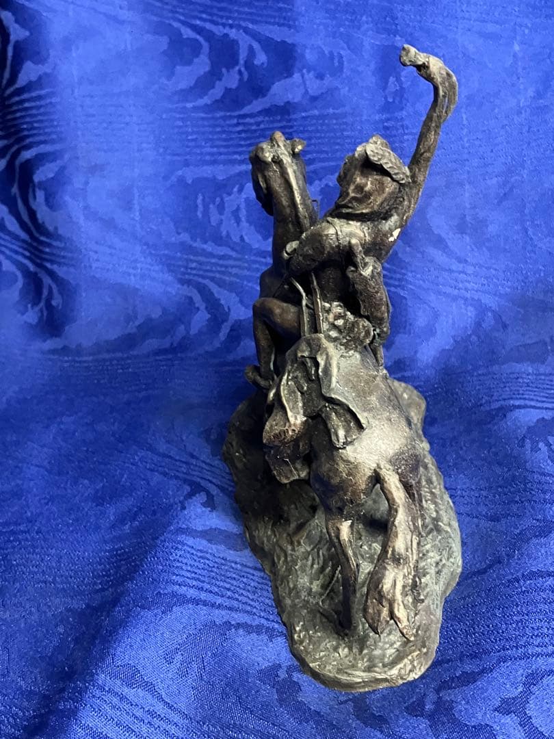 フレデリックレミントン　ブロンズ騎馬像 戦士の彫刻 約20cm高