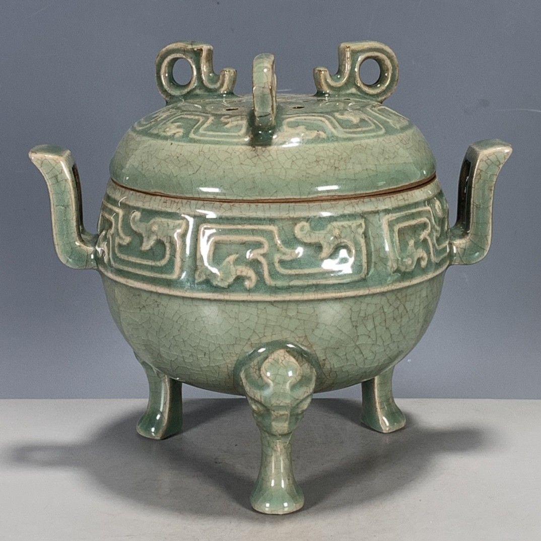 中国 汝窯 青磁 香炉 陶器 陶芸 香道具 仏具 官窯 青釉