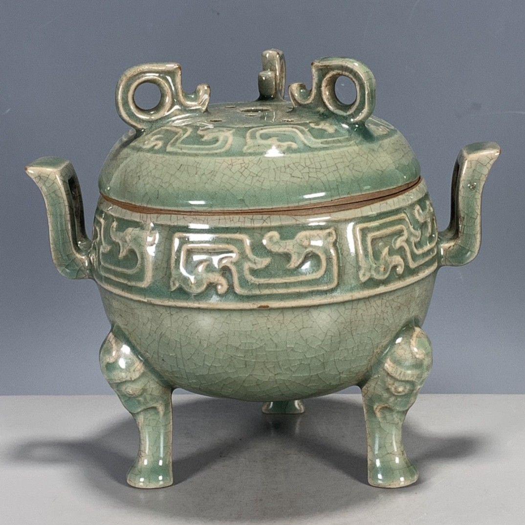 中国 汝窯 青磁 香炉 陶器 陶芸 香道具 仏具 官窯 青釉