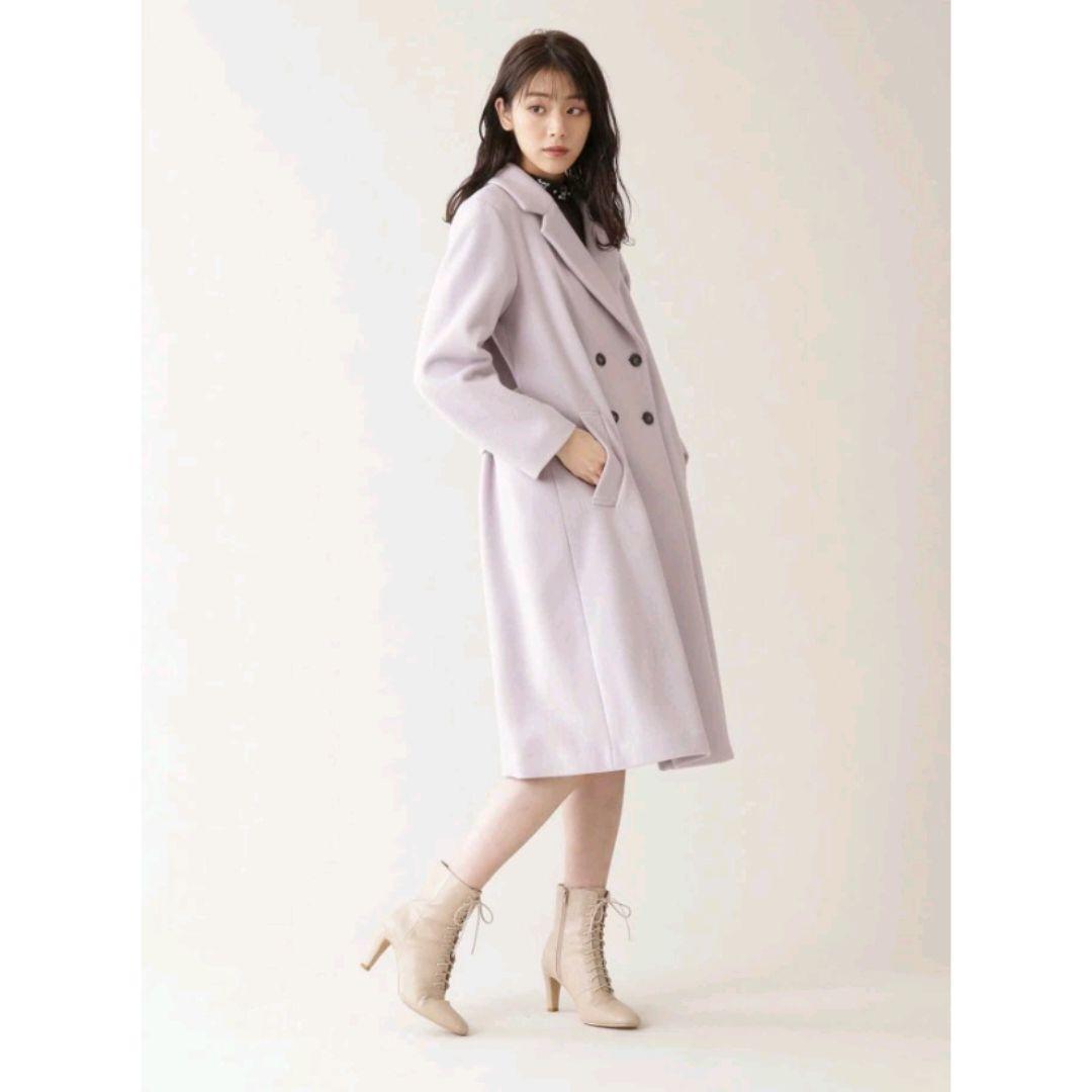 ジルスチュアート ライトモッサチェスター コート ロング ピンク ラベンダー l