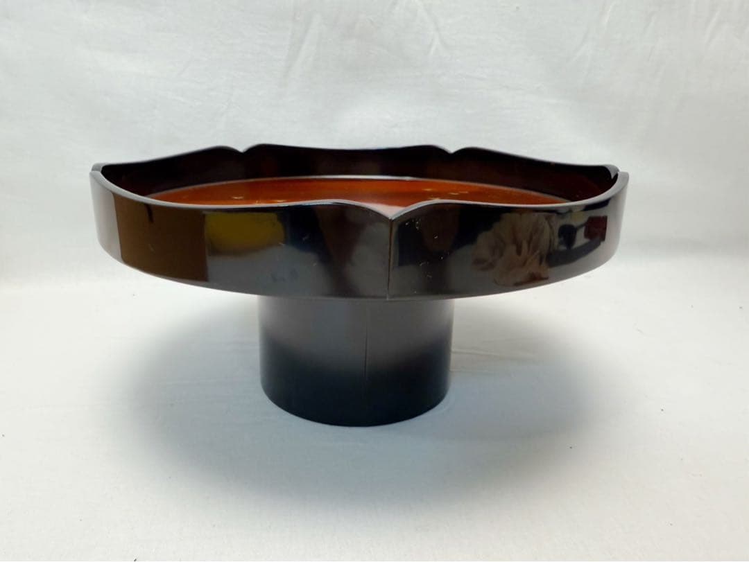 未使用 茶道具 塗師 好則造 木製黒真塗 蒔絵付高杯 干菓子器 茶器 共布 共箱