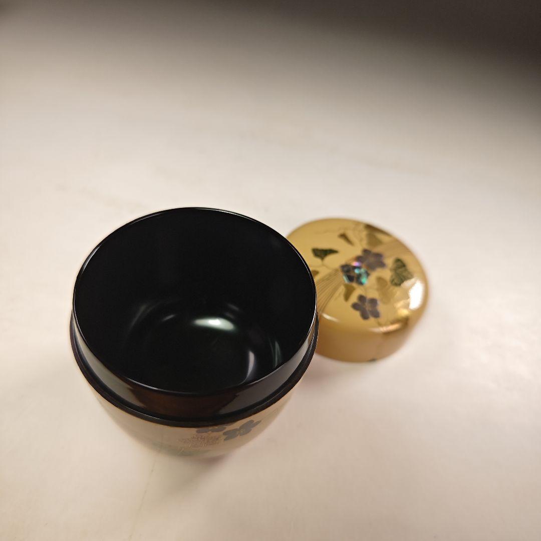 ウ260 棗『中村宗尹作』『夕顔蒔絵　白中棗　共箱』漆塗　茶道具