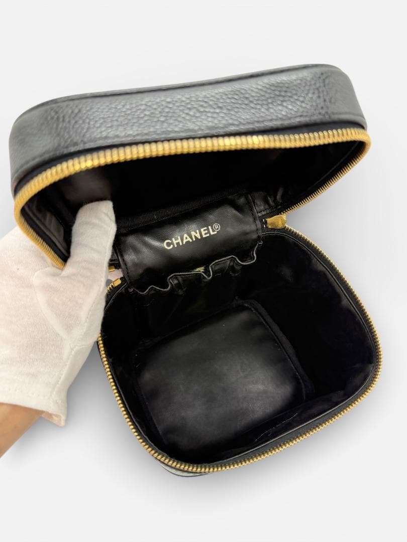 【美品】CHANEL バニティバッグ キャビアスキン 黒