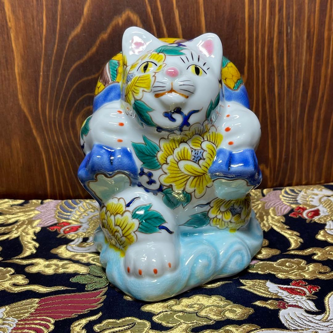 限定品【九谷焼 風神雷神】【願いが叶う】風神招き猫 作家:糠川孝之 /糠川清章