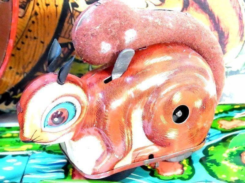 【希少】水車を回す ブリキのリス おもちゃ １９５０年代　光球商会製【箱付き】