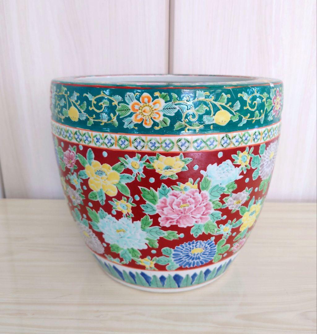 2. 十錦手色絵　火鉢　時代物