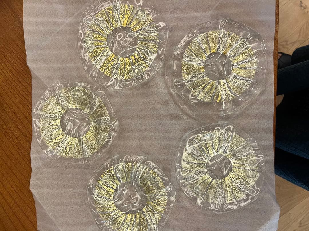 西中千人　ガラス　銘々皿五客　向付　平皿　ケーキ皿　5客