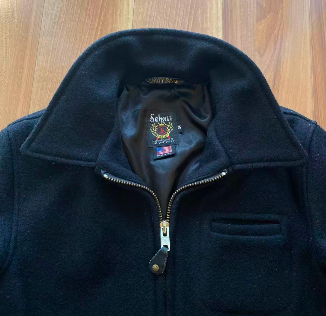 美品USA製Schottウールジャケット・36・ワンスター・ブラック・ジップ