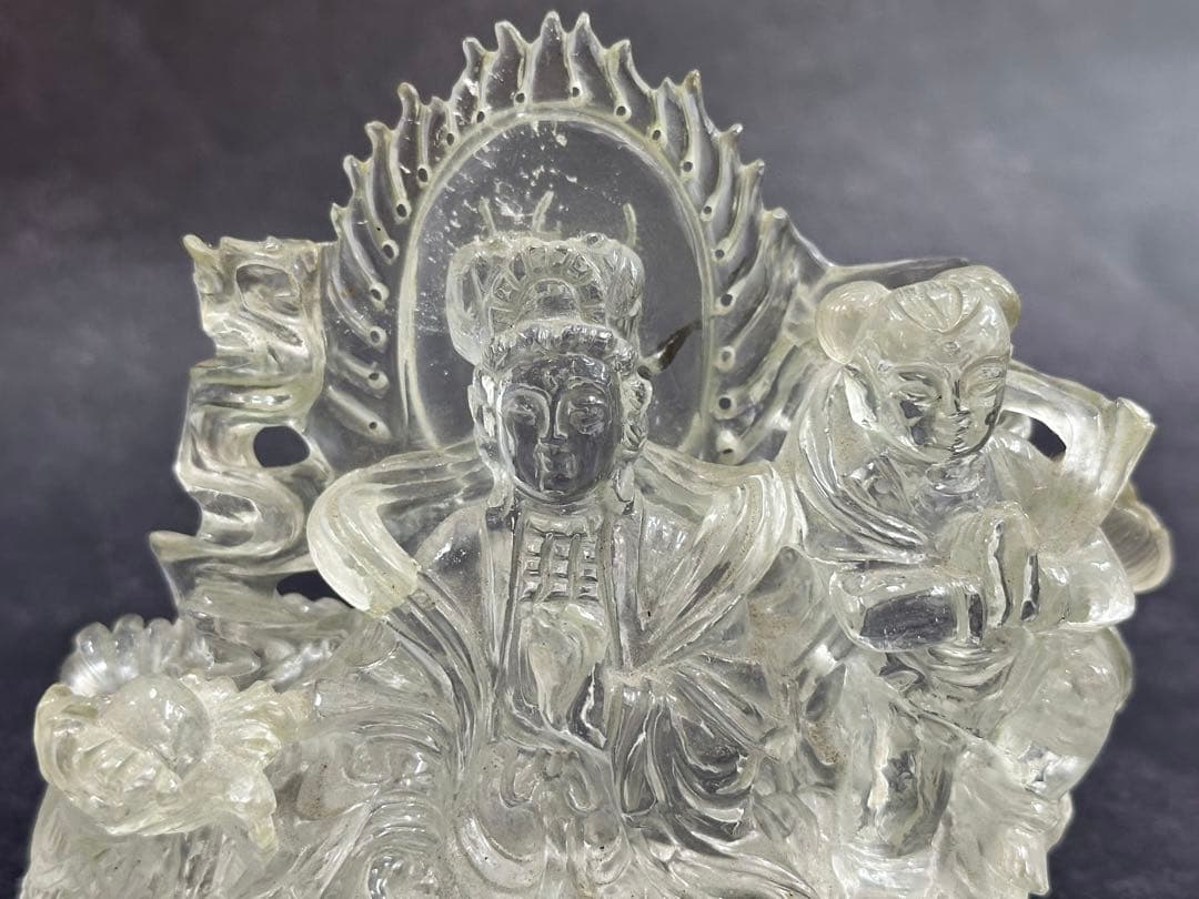 【⭐️稀少❣️開運⭐️】水晶　彫刻　仏像 羽衣 天女　クリスタル　⭐️貴重⭐️