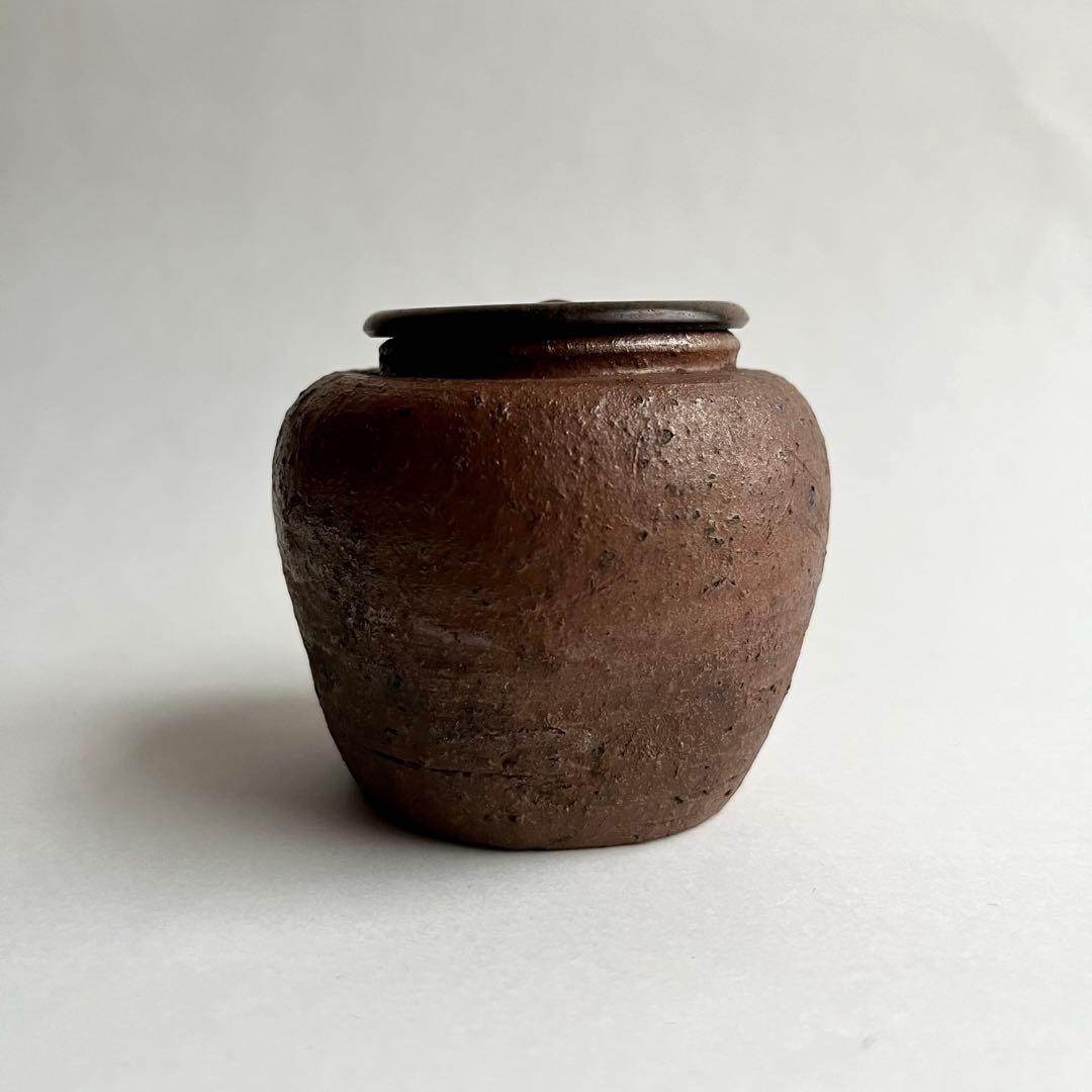 江戸期　古備前　焼締　小壺　お歯黒壺