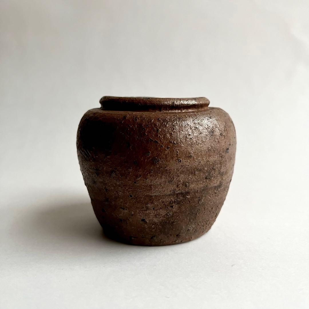 江戸期　古備前　焼締　小壺　お歯黒壺