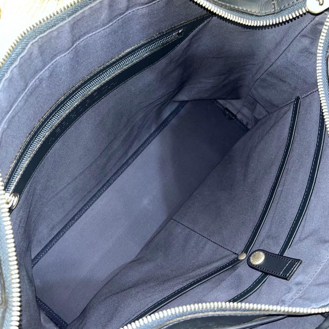 エルゴポック トートバッグ ミッドナイトブルー レザー 肩掛け A4 ビジネス