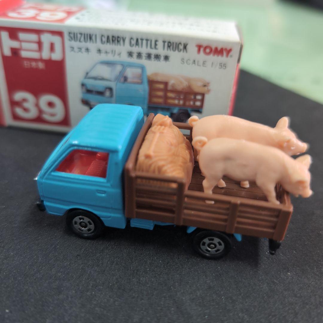 トミカ スズキ キャリィ 青 家畜運搬車 豚2頭つき 日本製 ルース