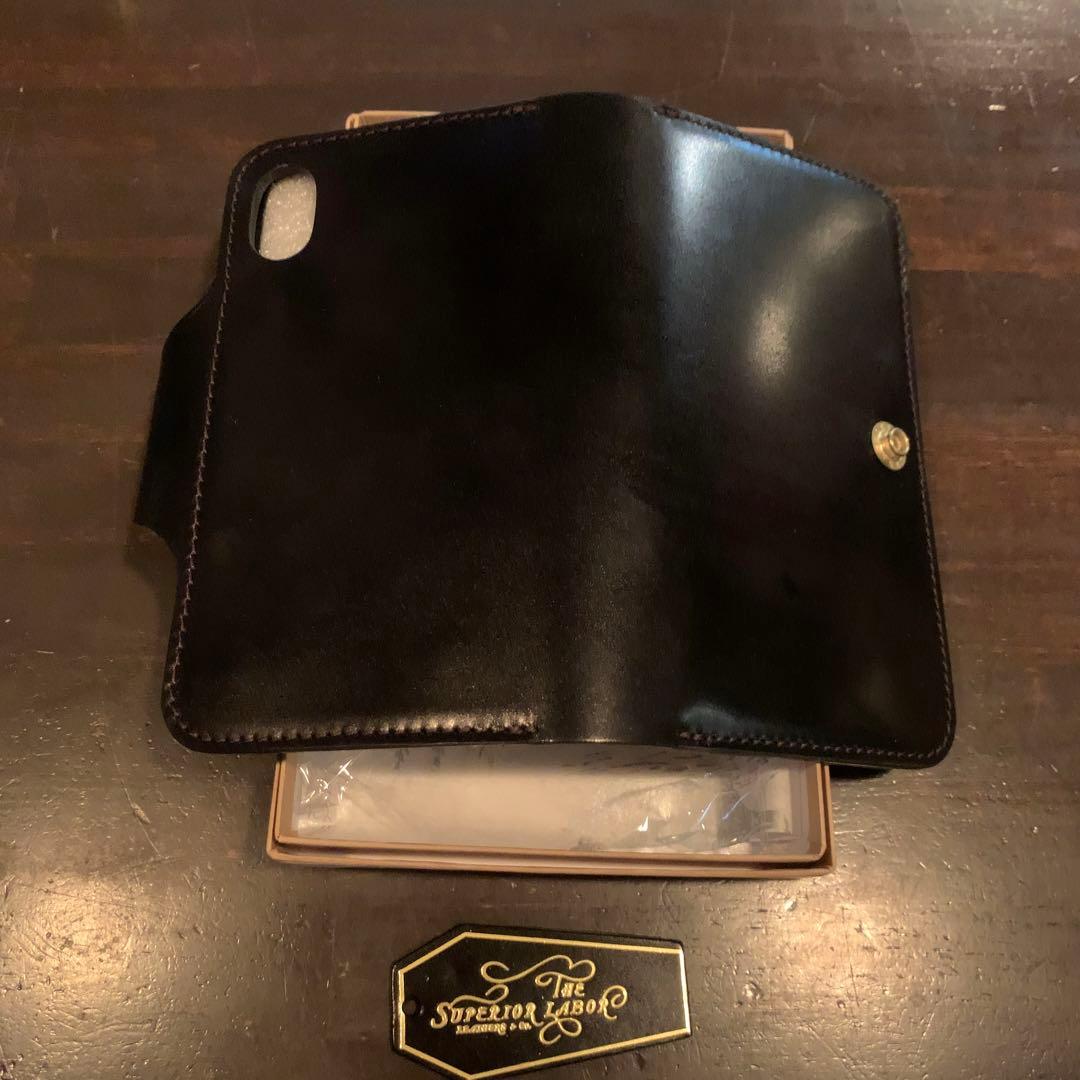 新品箱入りシュペリオールレイバー iPhoneX レザーケース黒 コードバン