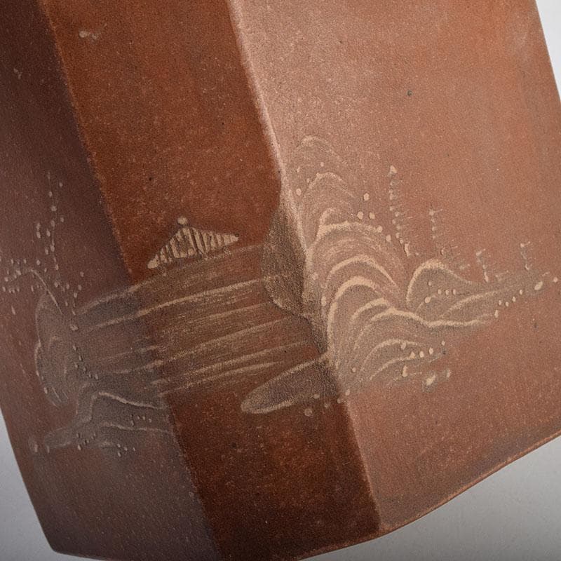 中国　紫砂　朱泥　山水漢詩文　一対　茶入　茶壷　在銘　V　R9473