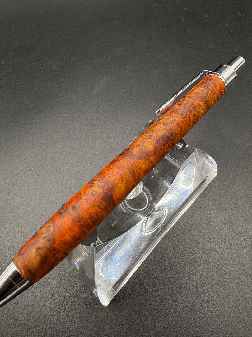 528特上　本花梨　紅白　瘤杢　木軸シャーペン　ボールペン