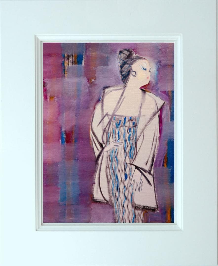 油絵 菅家令子 絵 絵画インテリア額付(白) F6-083611 人物 女性像