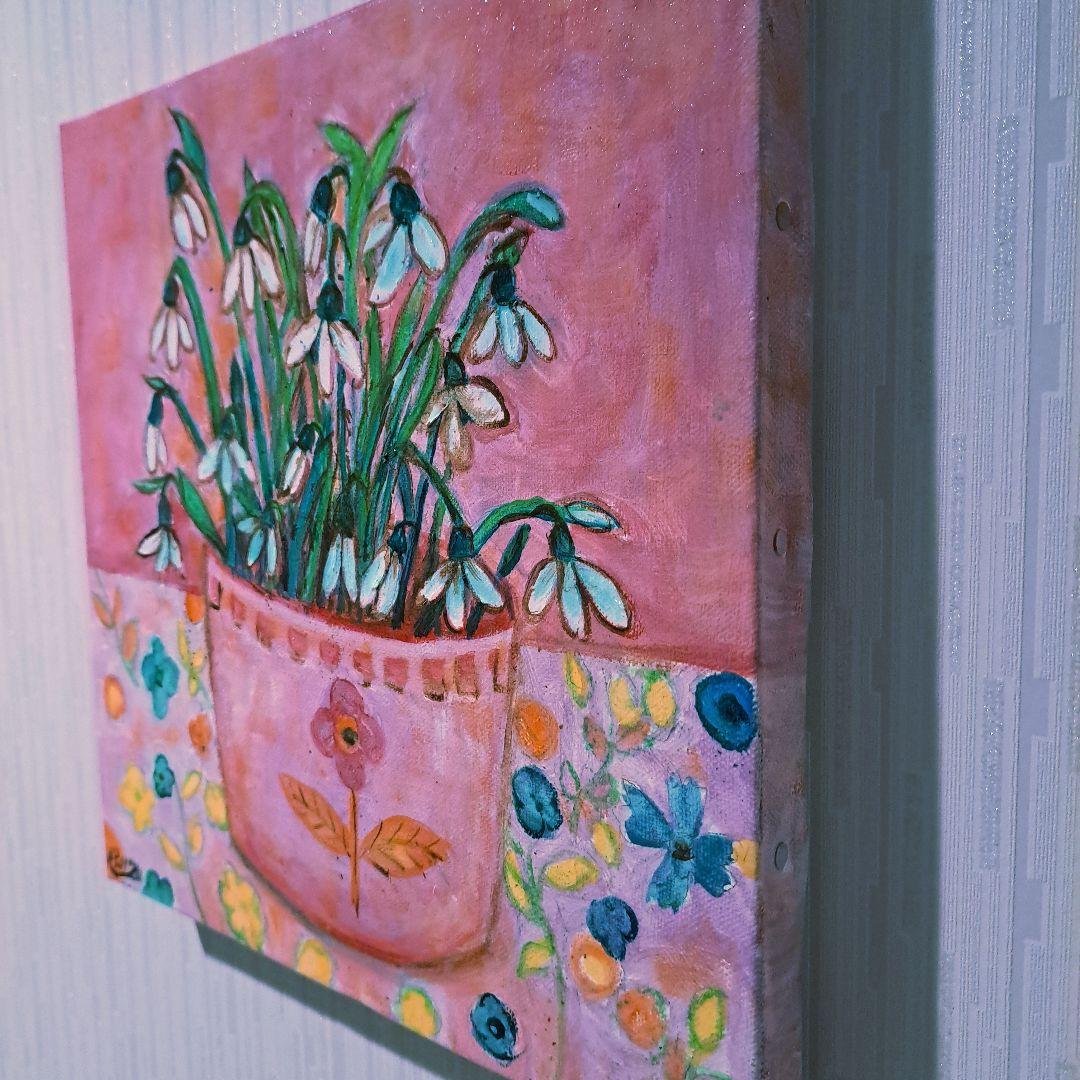 キャンバス油絵　 専用　春を告げる花スノードロップ