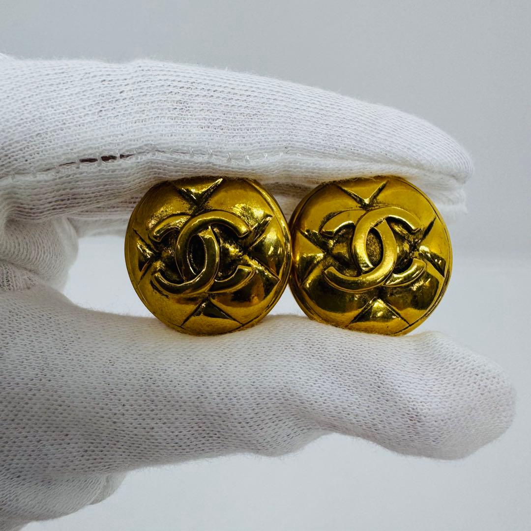 ✨CHANEL✨ココマーク✨ゴールド✨マトラッセ✨ヴィンテージ✨イヤリング✨