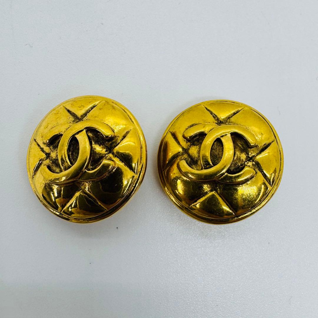 ✨CHANEL✨ココマーク✨ゴールド✨マトラッセ✨ヴィンテージ✨イヤリング✨