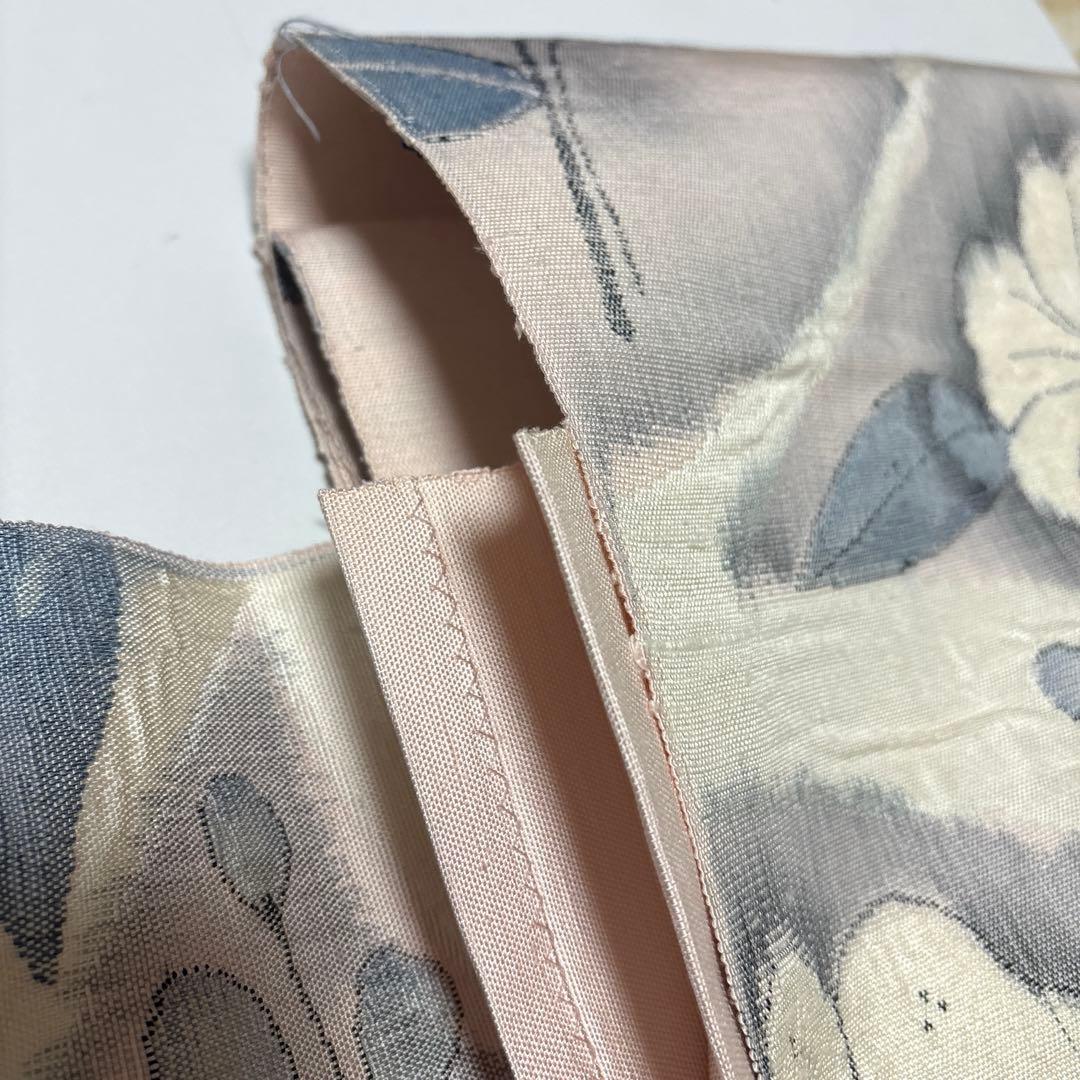 【ゆったりサイズ】ワンタッチ作り帯　✨手織り紬✨辻ヶ花模様✨織出し名古屋帯　八寸