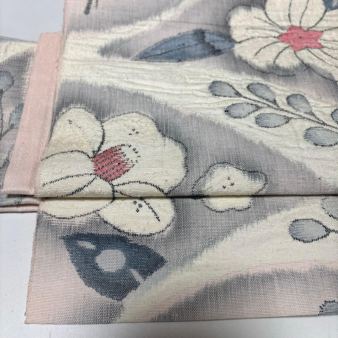 【ゆったりサイズ】ワンタッチ作り帯　✨手織り紬✨辻ヶ花模様✨織出し名古屋帯　八寸