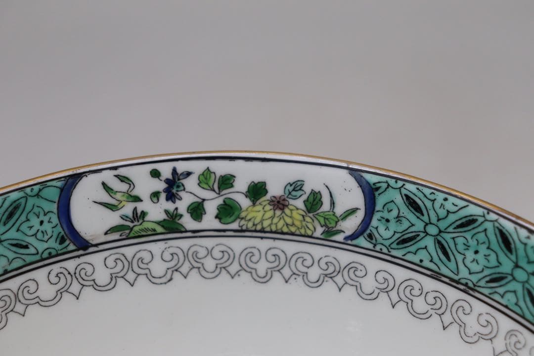 中国　清時代　瑠璃釉粉彩　山水楼閣紋お碗　送料込み1214