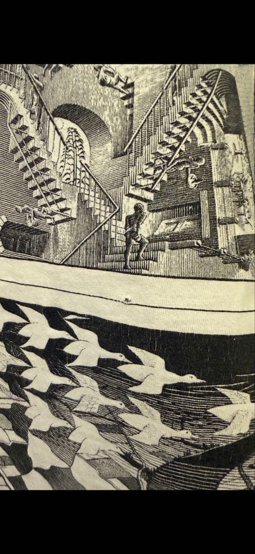 d*o様 MC ESCHER 90s ヴィンテージ 白×黒プリント　ロンT