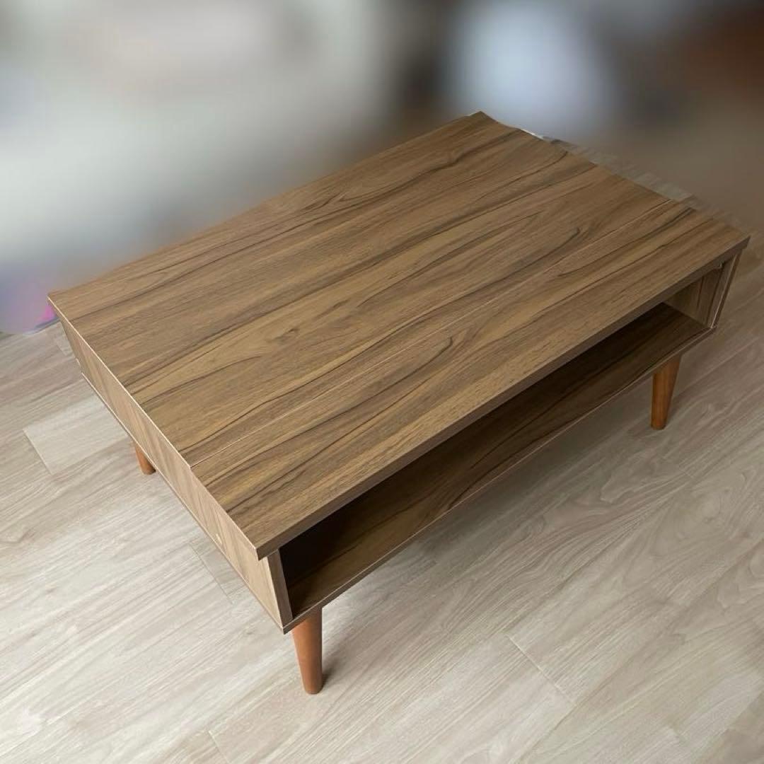 送料込み！昇降式テーブル　ローテーブル　ダークブラウン