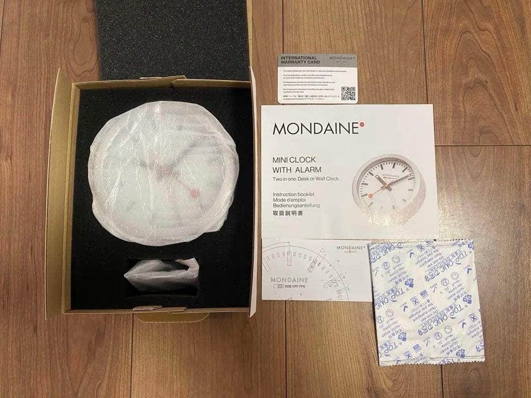 新品、未使用 モンディーン MONDAINE 置き時計 掛け時計兼用 125㎜