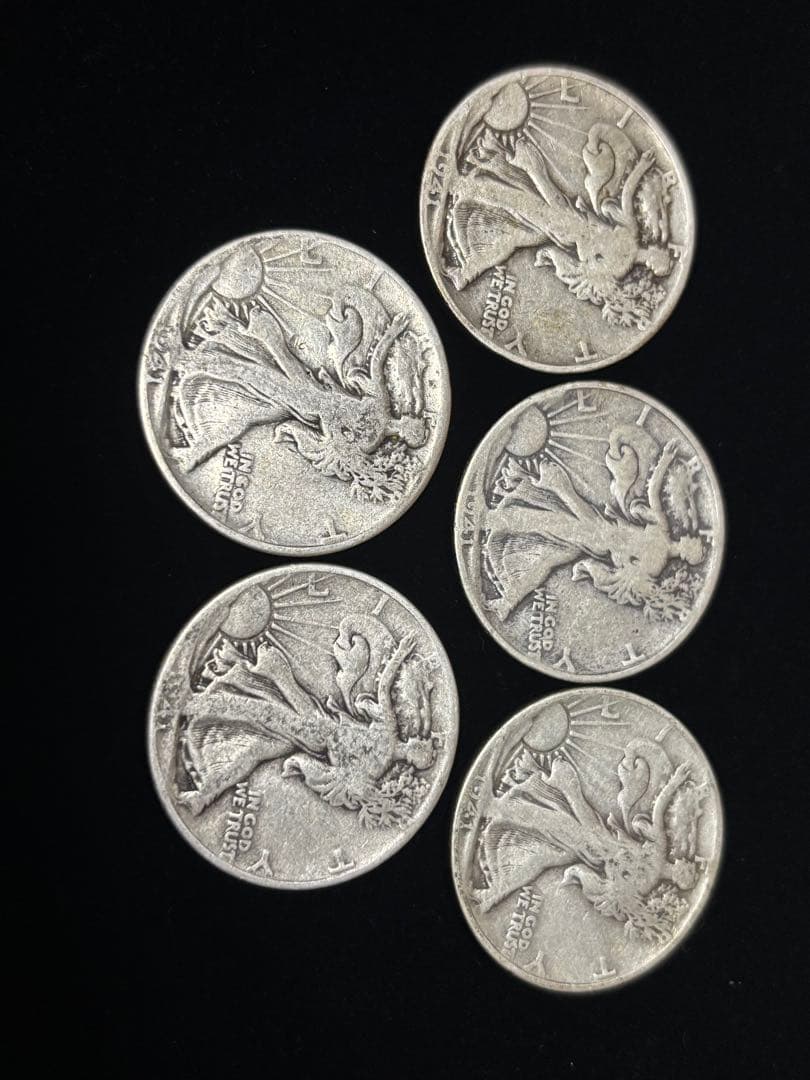 状態揃えハーフダラー 5枚セット【ウォーキングリバティ1941年】