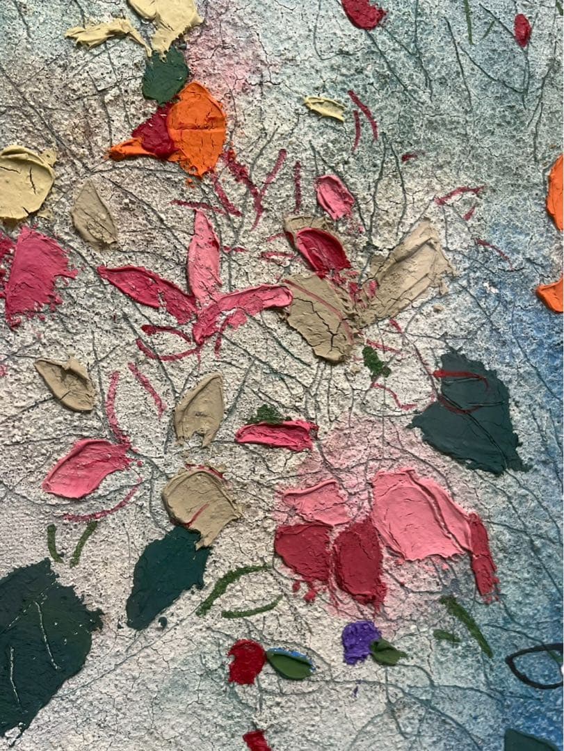 松井ヨシアキ「ブーケ」油彩 絵画 額装品