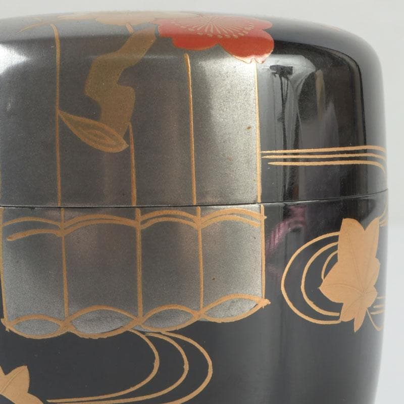 茶道具　小坂修斎作　花草蒔絵　大棗　共箱　V　9308