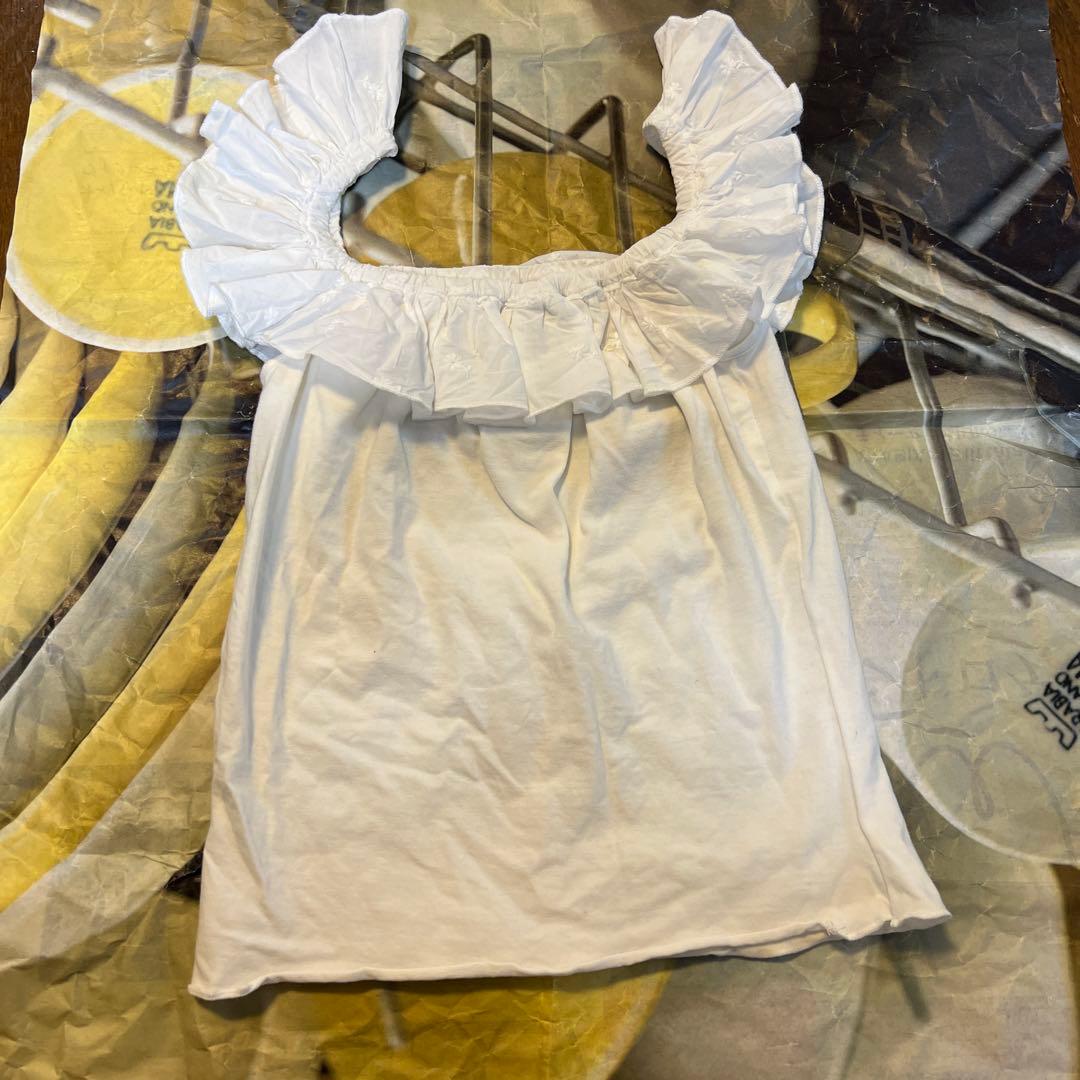 D&G COLUMBIA フリルタンクトップ ホワイト オフショルダー