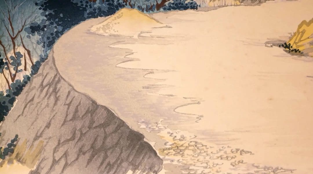 新版画富士三十六景ノ内伊豆江梨海岸、徳力富吉郎画、昭和15年頃内田美術書肆出版