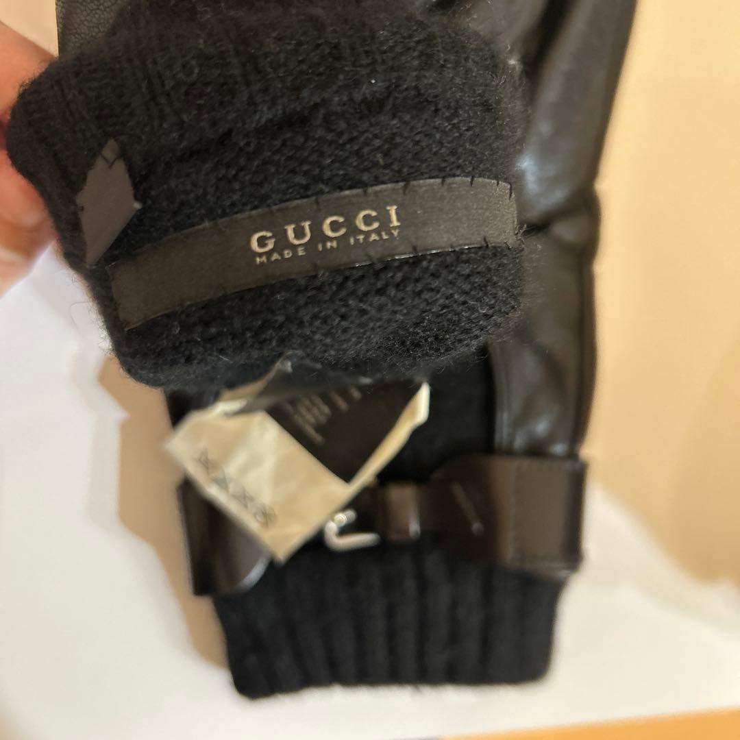 Gucciブラックレザー手袋