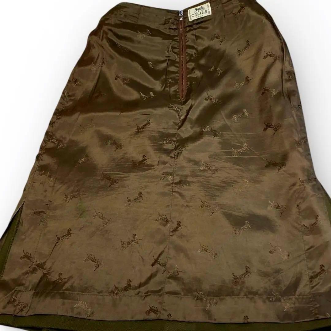 美品オールドCELINE馬車ロゴボタン スカートフランス製 ヴィンテージM〜L
