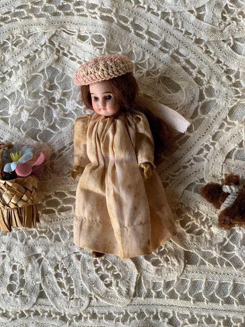 フランスアンティーク 希少 フレンチミニョネット ビスクドール 小物セット