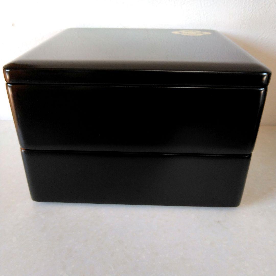 黒塗 二段重箱 漆黒 内朱塗 本漆 金彩 木製懐石 輪島塗 会津塗 好きな方へ