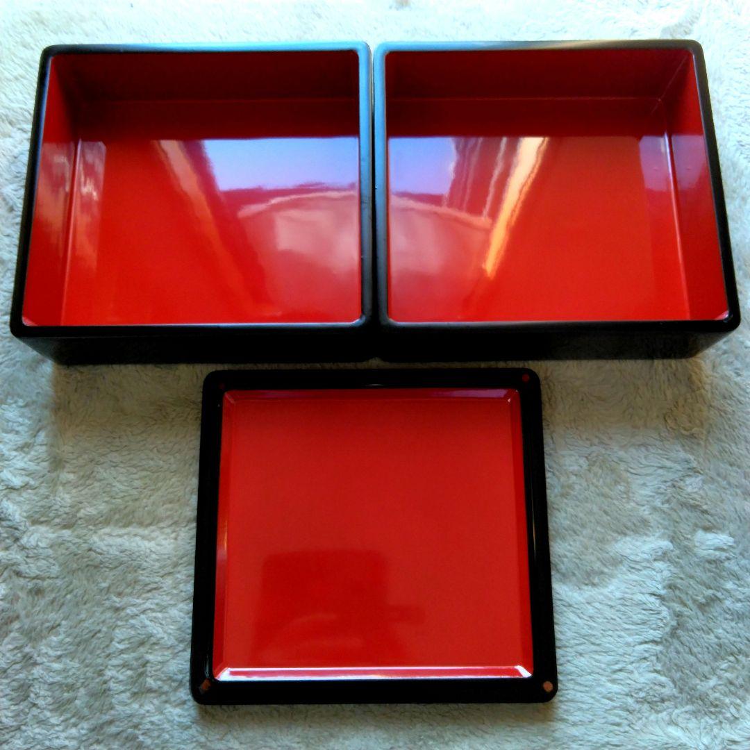 黒塗 二段重箱 漆黒 内朱塗 本漆 金彩 木製懐石 輪島塗 会津塗 好きな方へ