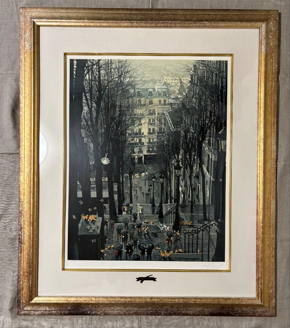 ヒロ ヤマガタ 「モンマルトルの雨傘」サイン　エディション 美品