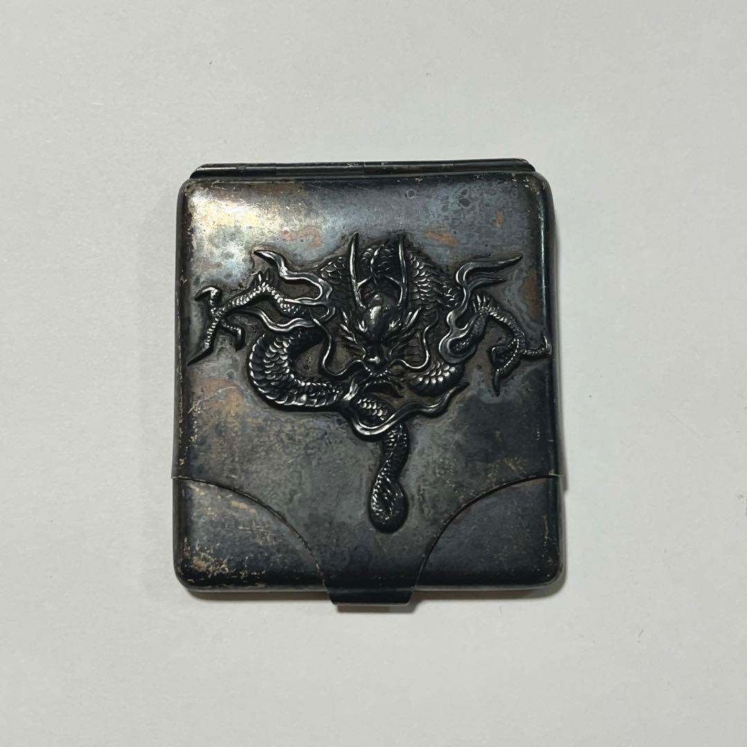 銀製　龍文　マッチケース