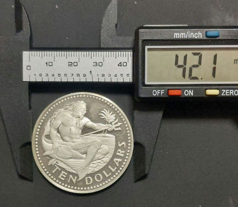 バルバドス 1973年 10ドル銀貨/白銅貨 2枚