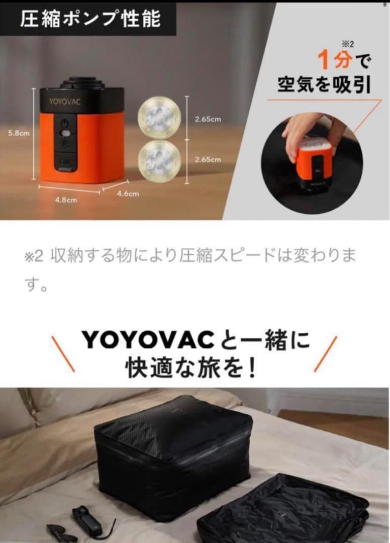 ② 新品未使用 YOYOVAC 圧縮トラベルバッグ ブラック