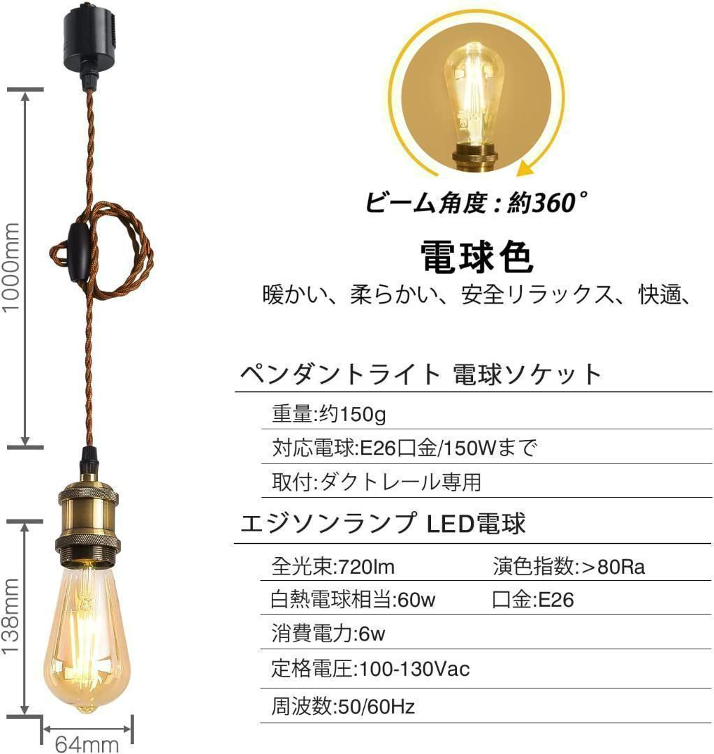 【M1857-69-45】ペンダントライト E26口金 LED電球付き エジソン
